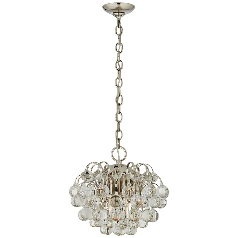 AERIN Bellvale Small Chandelier in Polished Nickel with Crystal Ceiling Light W15.25" x H14"