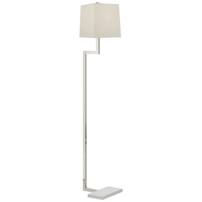 AERIN Alander Floor Lamp in Polished Nickel with Linen Shade W9" x H49"