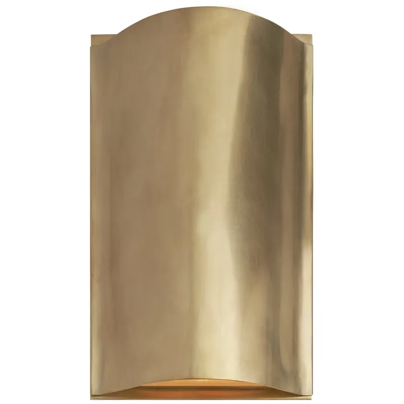 Kelly Wearstler Avant Small Curve Sconce in Antique-Burnished Brass with Frosted Glass Wall Light W7" x H11.5"