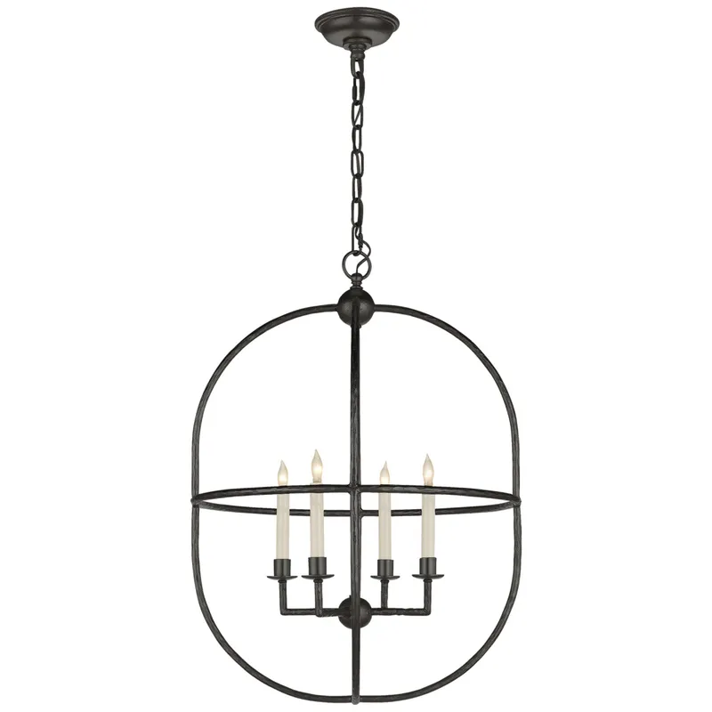 Chapman & Myers Desmond Open Oval Lantern in Aged Iron Ceiling Light W21" x H28.75"