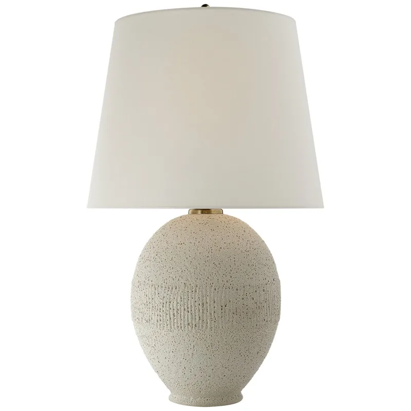 AERIN Toulon Table Lamp in Volcanic Ivory with Linen Shade W17" x H27.25"