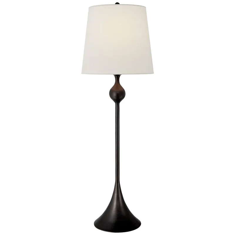 AERIN Dover Buffet Lamp in Aged Iron with Linen Shade Table Lamp W10.25" x H31.25"