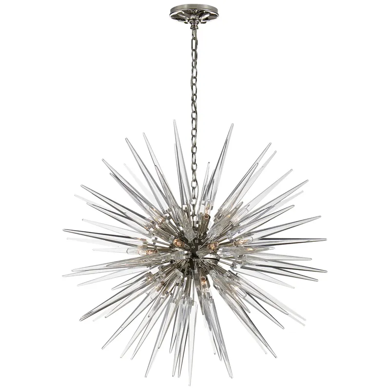 Chapman & Myers Quincy Medium Sputnik Chandelier in Polished Nickel with Clear Acrylic Ceiling Light W30" x H30"