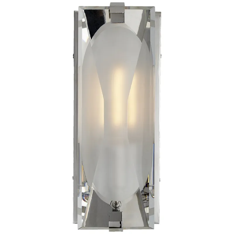kate spade new york Castle Peak Small Bath Sconce in Polished Nickel with Etched Clear Glass Wall Light W5" x H12.5"