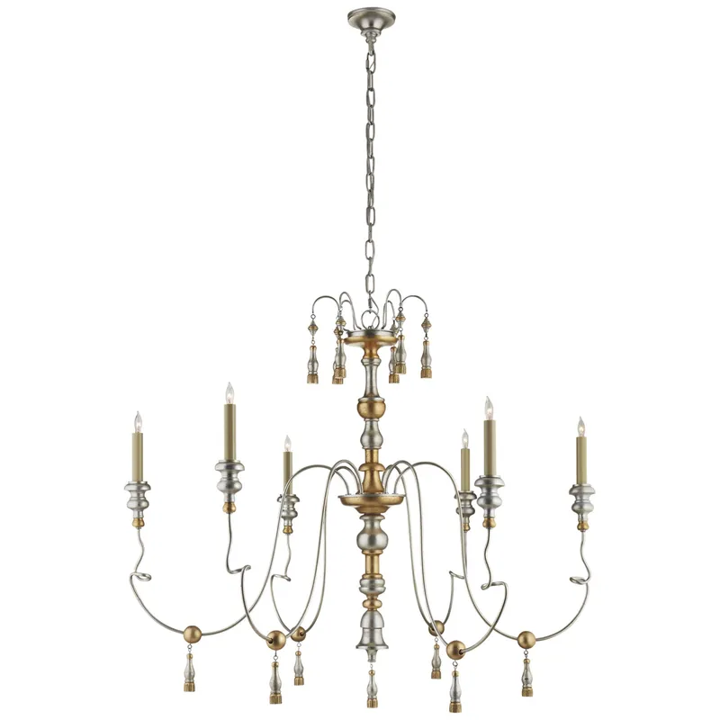 Suzanne Kasler Michele Medium Chandelier in French Gild Ceiling Light W43" x H38.25"