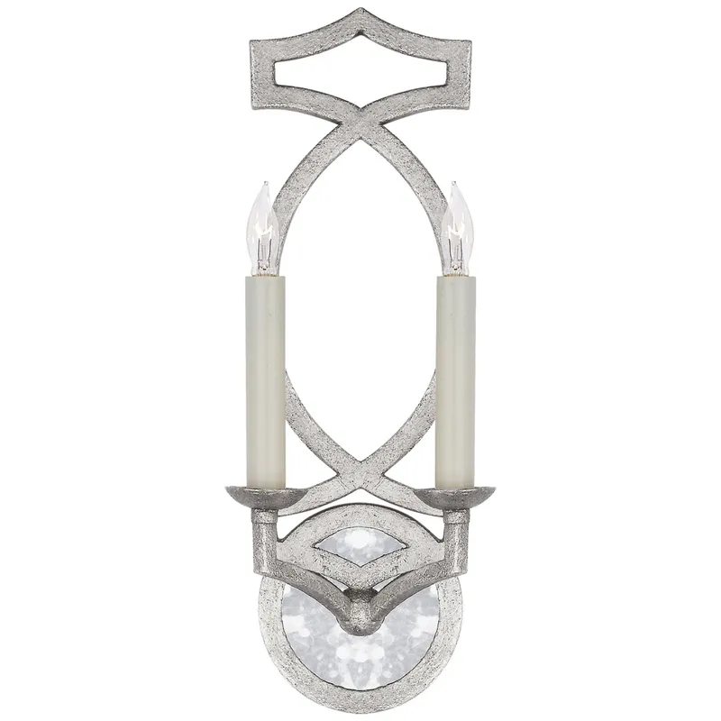 Niermann Weeks Brittany Double Sconce in Venetian Silver Wall Light W5.75" x H15.75"