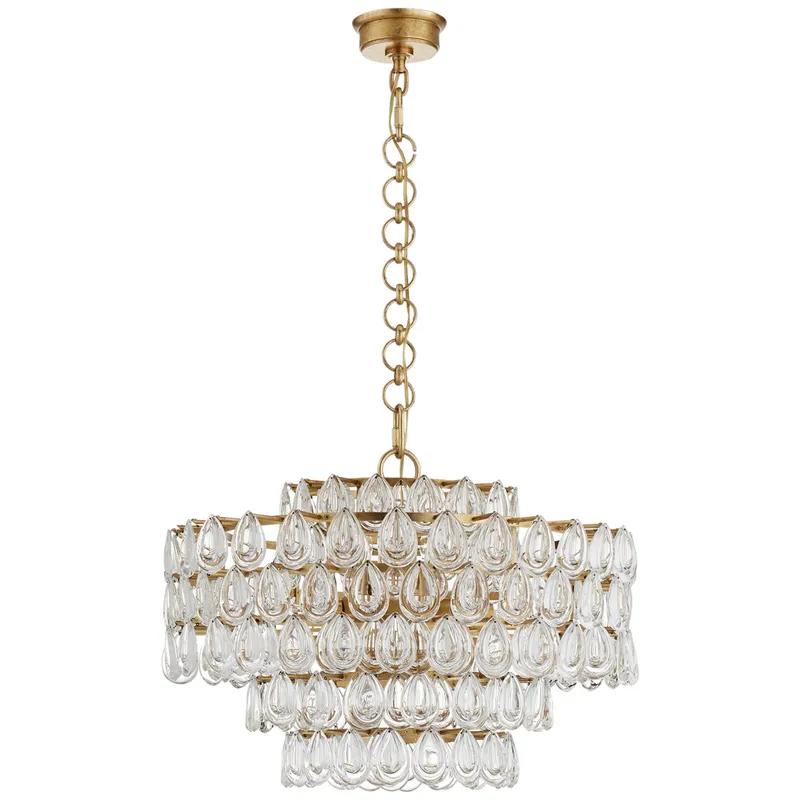 AERIN Liscia Medium Chandelier in Gild with Crystal Ceiling Light W25" x H17.75"