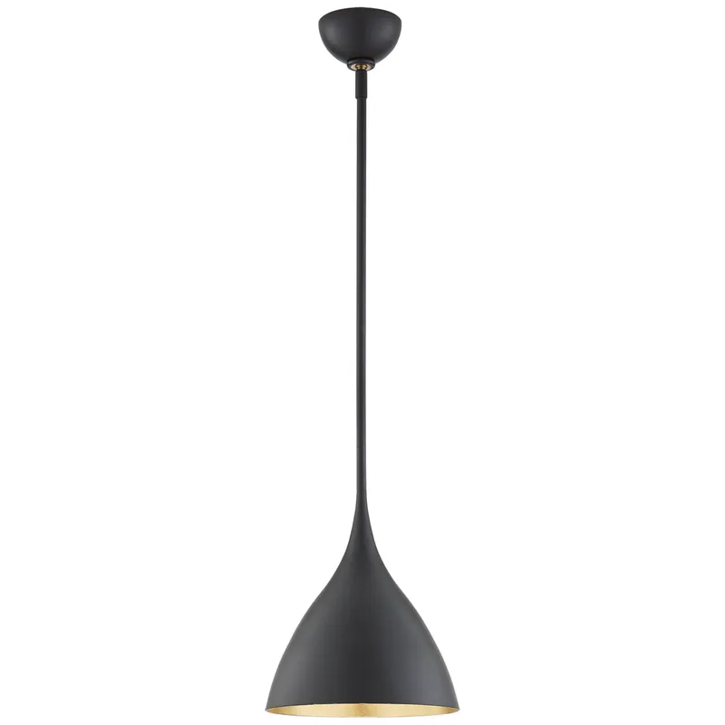AERIN Agnes Small Pendant in Matte Black with Gild Interior Ceiling Light W10"