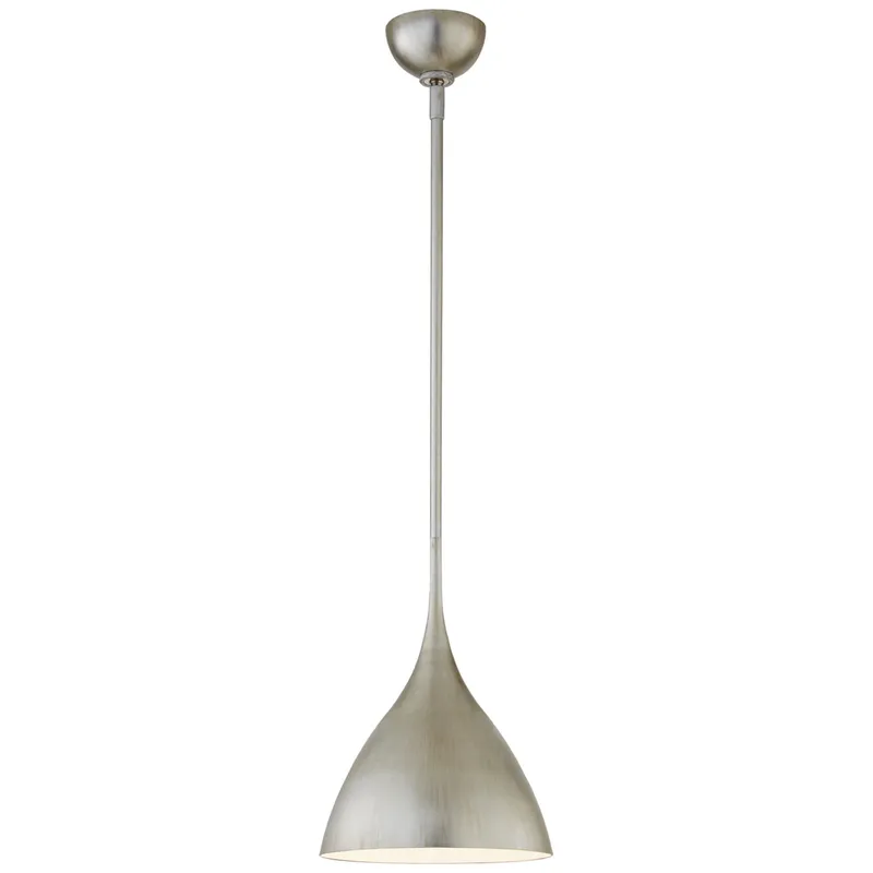 AERIN Agnes Small Pendant in Burnished Silver Leaf with White Interior Ceiling Light W10"