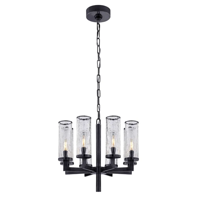Kelly Wearstler Liaison Single Tier Chandelier in Bronze with Crackle Glass Ceiling Light W20.5"