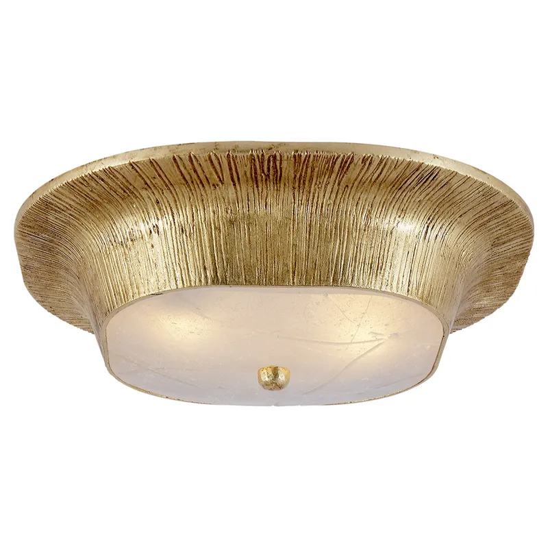 Kelly Wearstler Utopia Round Flush Mount in Gild with Fractured Glass Ceiling Light W14" x H4.25"