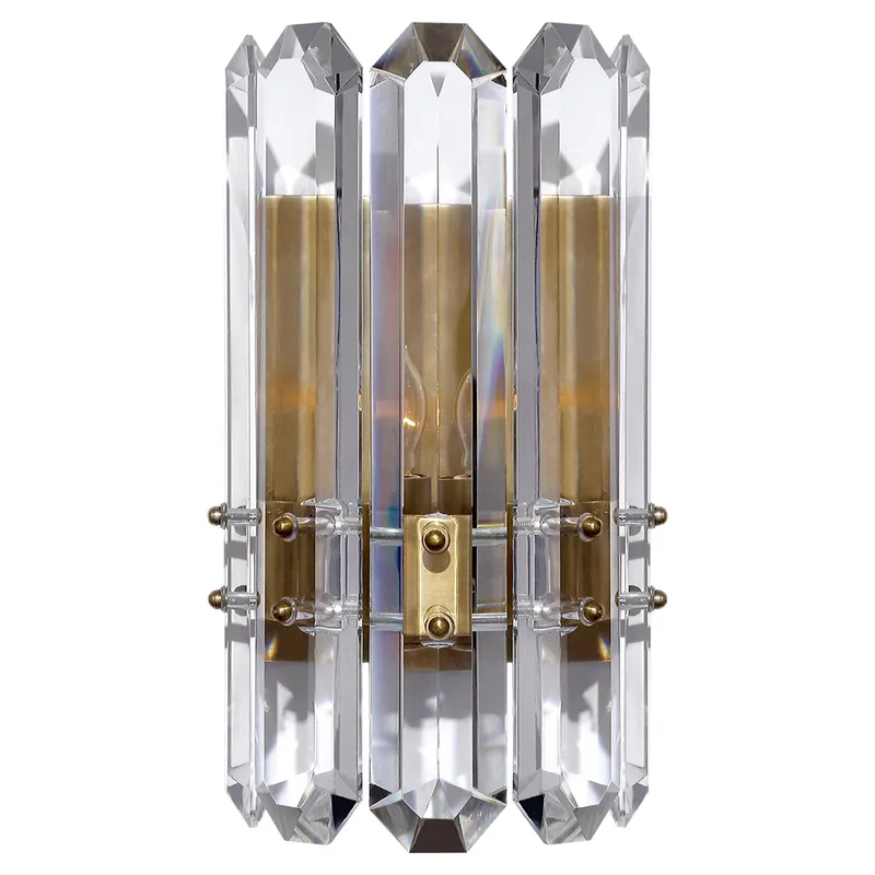 AERIN Bonnington Wall Sconce in Hand-Rubbed Antique Brass with Crystal Wall Light W6.75" x H12"
