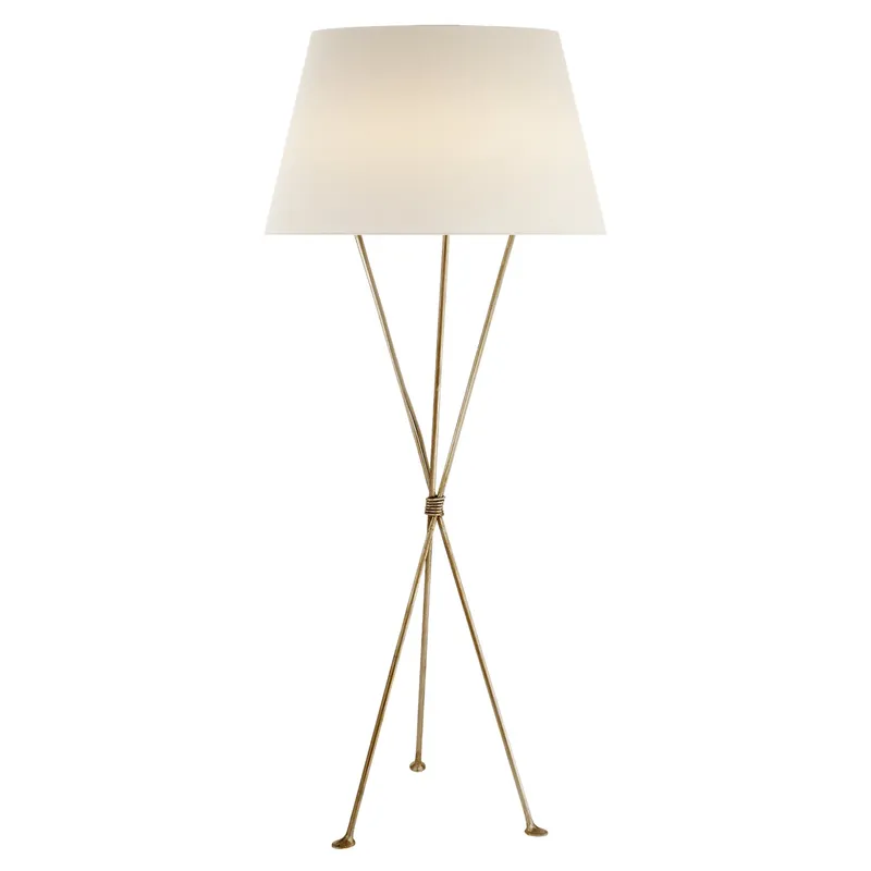 AERIN Lebon Floor Lamp in Gild with Linen Shade W27" x H62.25"