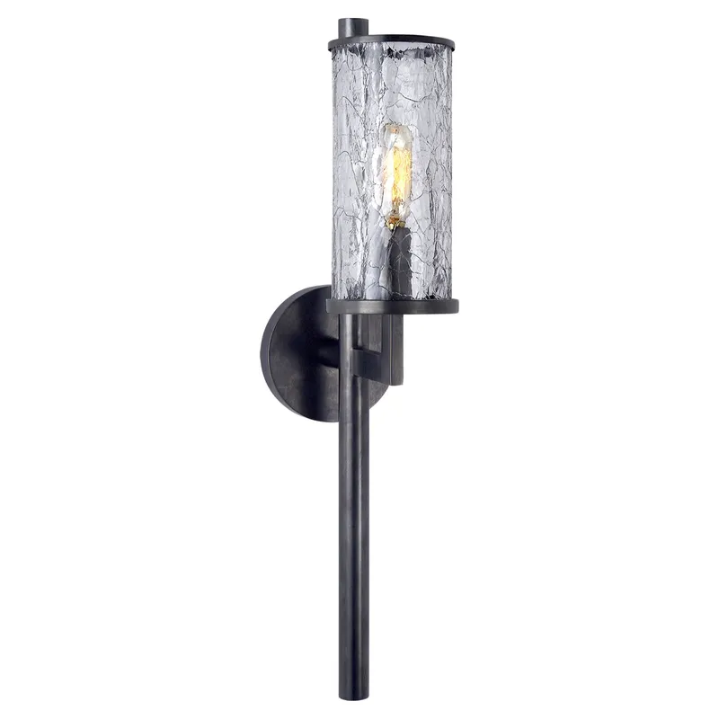 Kelly Wearstler Liaison Single Sconce in Bronze with Crackle Glass Wall Light W4" x H19"