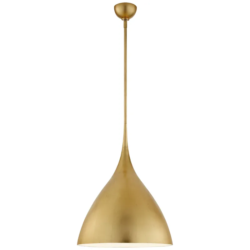 AERIN Agnes Medium Pendant in Gild with White Interior Ceiling Light W18"