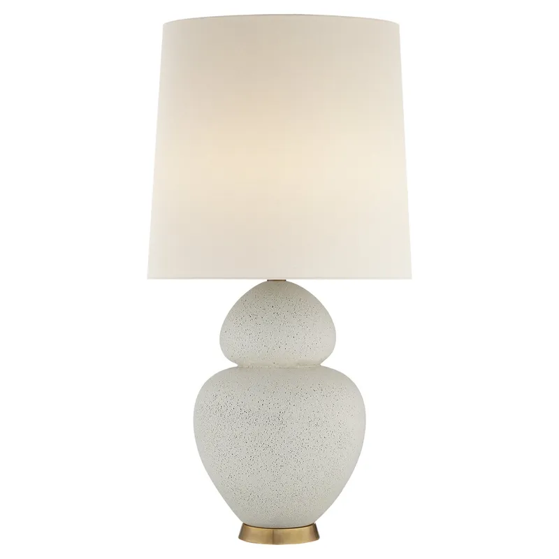 AERIN Michelena Table Lamp in Chalk White with Linen Shade W17" x H34"