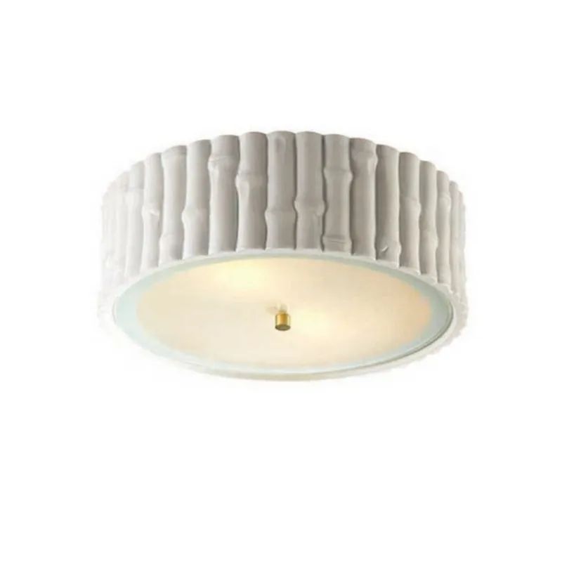 Alexa Hampton Frank Large Flush Mount in White with Frosted Glass Ceiling Light W15" x H4.75"