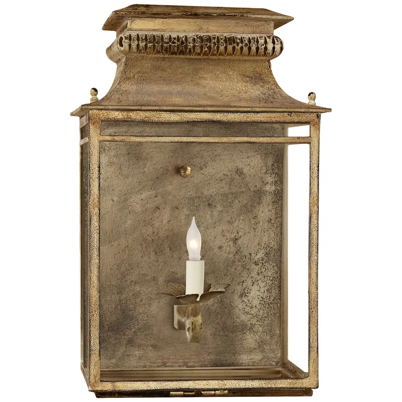 Suzanne Kasler Flea Market Lantern in Gilded Iron Wall Light W11.5" x H18"
