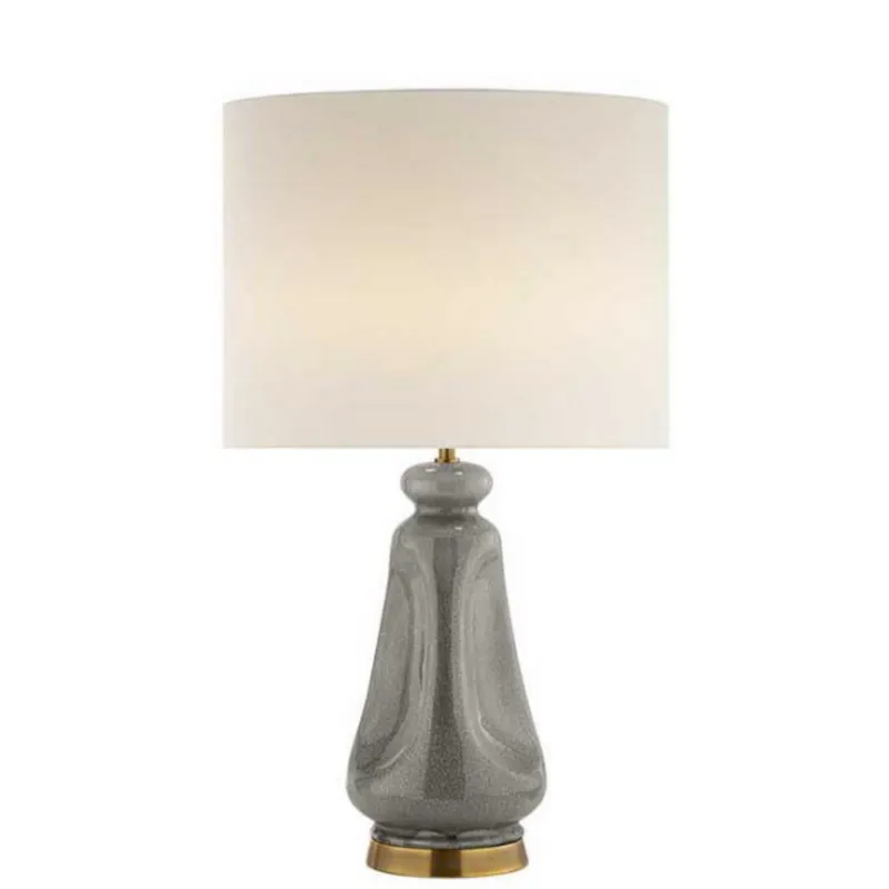 AERIN Kapila Table Lamp in Shellish Gray with Linen Shade W17" x H28.75" - 33"