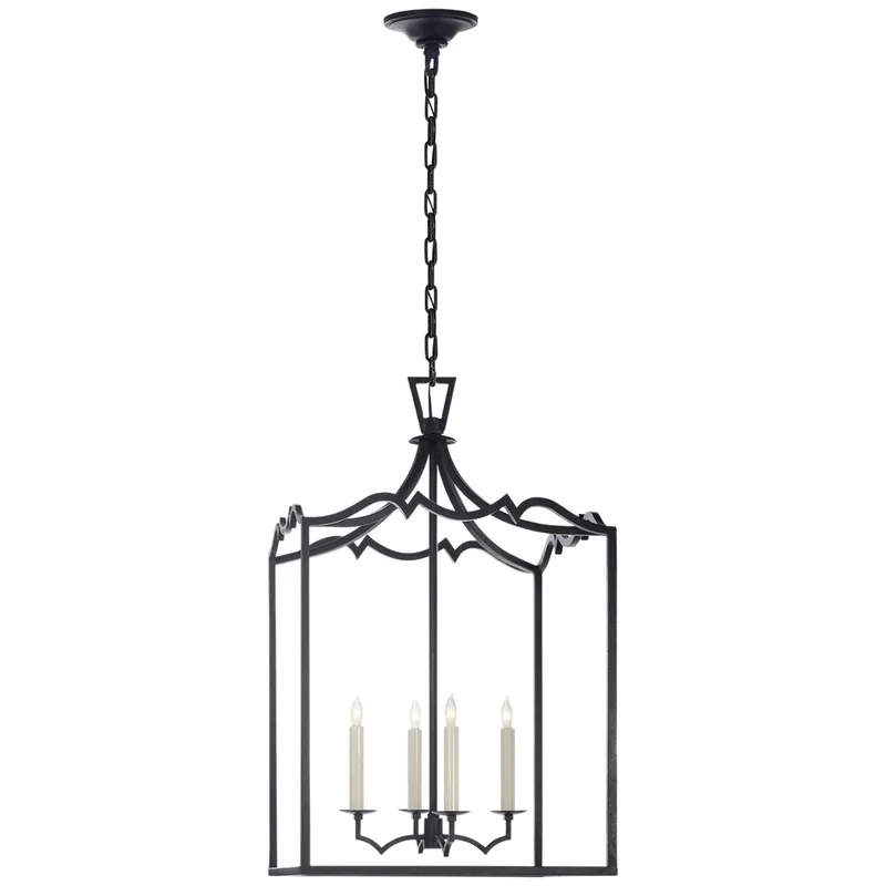 Chapman & Myers Darlana Medium Fancy Lantern in Aged Iron Ceiling Light W17.25" x H29.25"