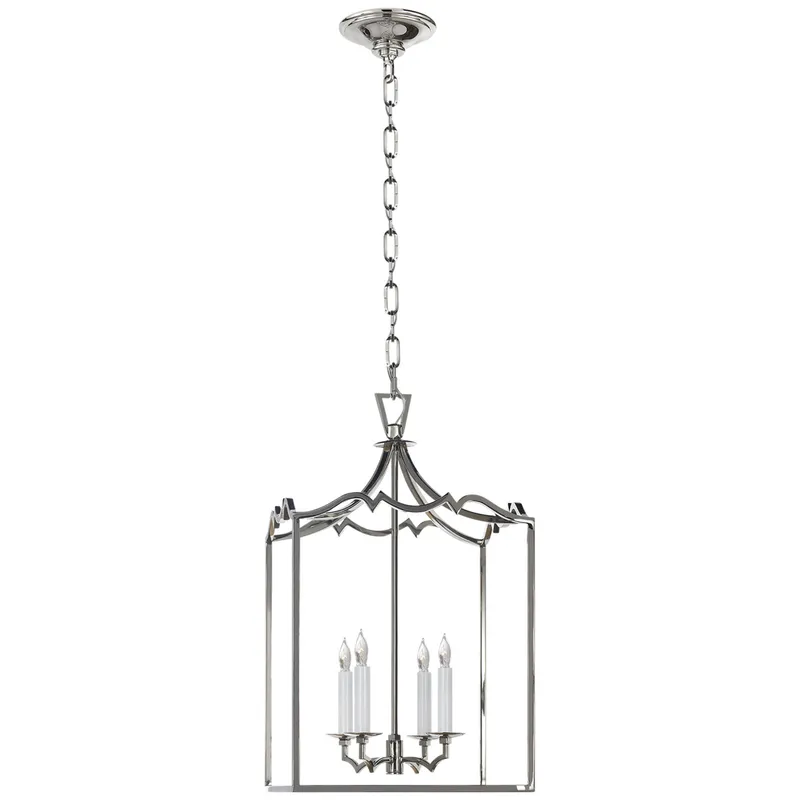 Chapman & Myers Darlana Small Fancy Lantern in Polished Nickel Ceiling Light W12.75" x H22"