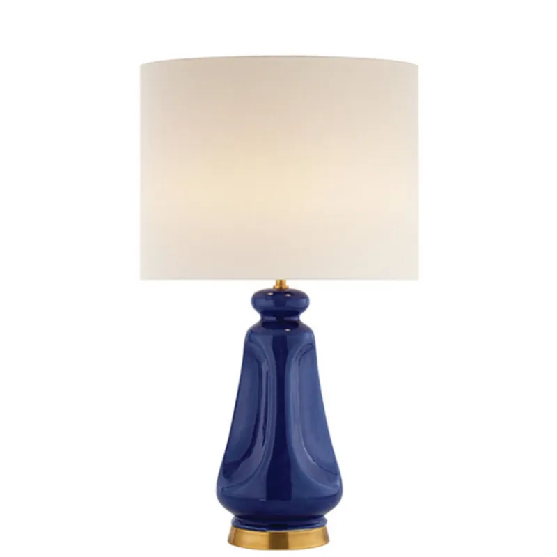 AERIN Kapila Table Lamp in Blue Celadon with Linen Shade W17" x H28.75" - 33"