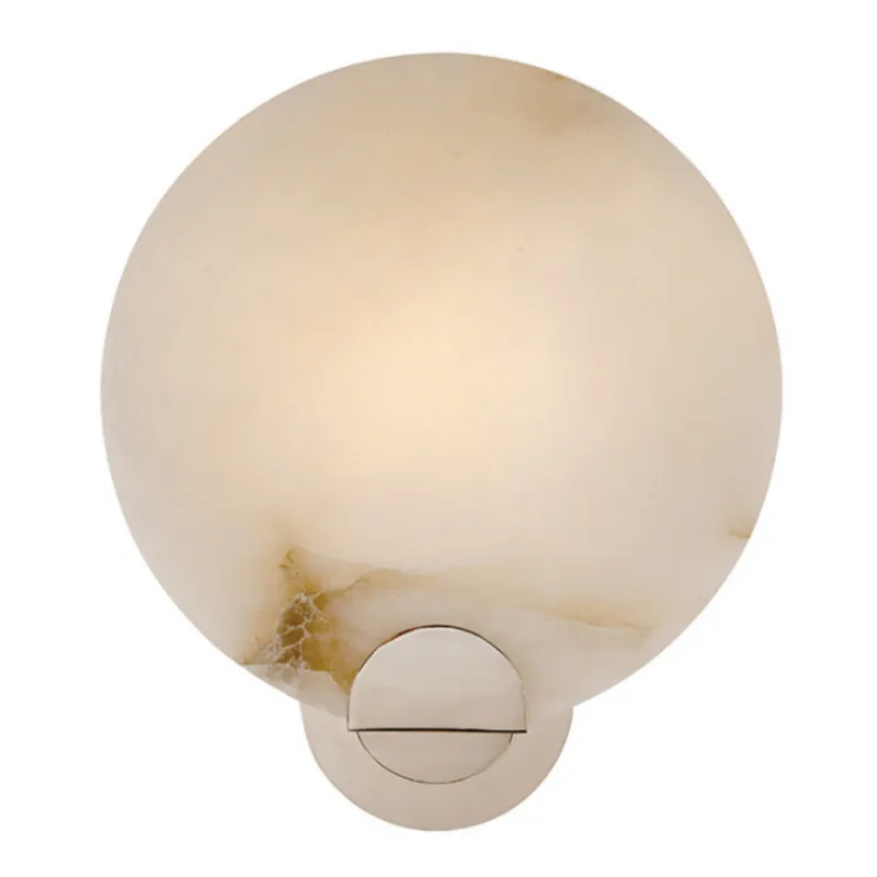AERIN Iveala Single Sconce in Polished Nickel with Alabaster Shade Wall Light W10.5" x H12.75"