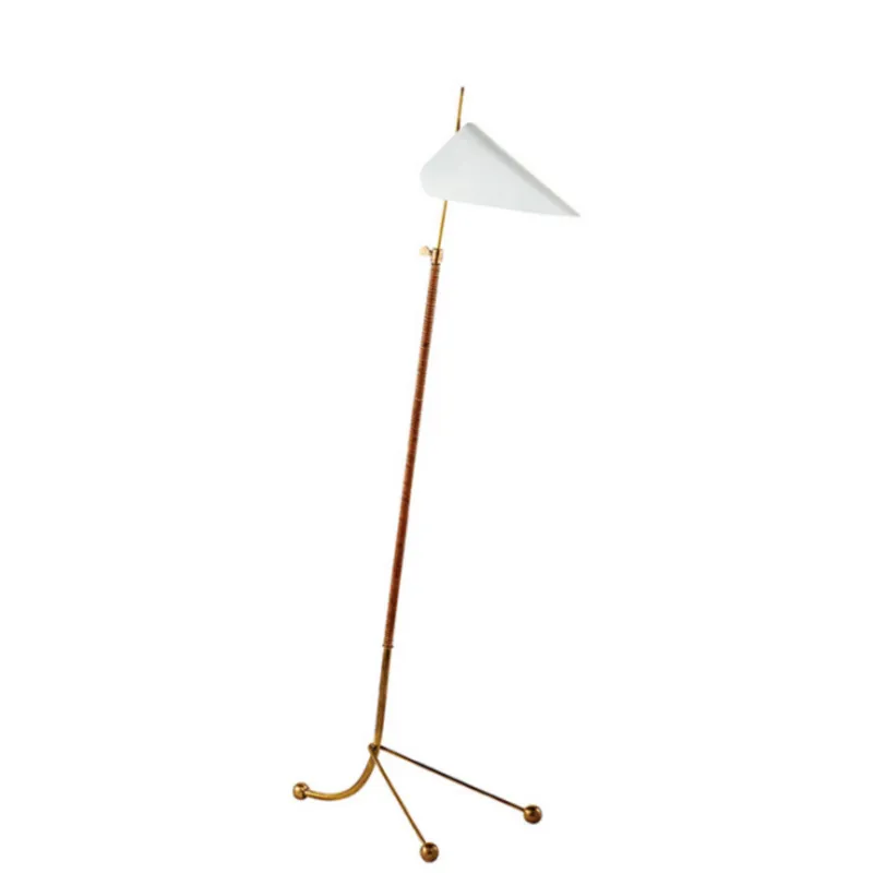 AERIN Moresby Floor Lamp in Hand-Rubbed Antique Brass with White Shade W13" x H56"