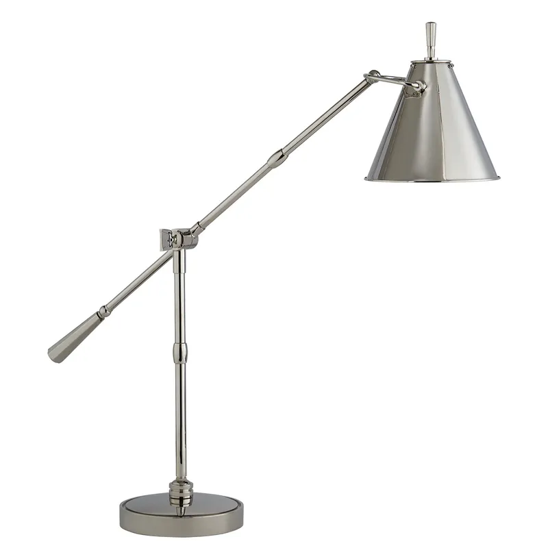 Thomas O'Brien Goodman Table Lamp in Polished Nickel H19" - 30"