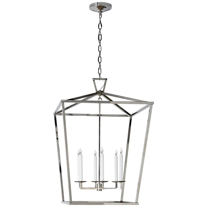 Chapman & Myers Darlana Extra Large Lantern in Polished Nickel Ceiling Light W29"