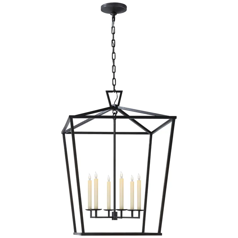 Chapman & Myers Darlana Extra Large Lantern in Aged Iron Ceiling Light W29"