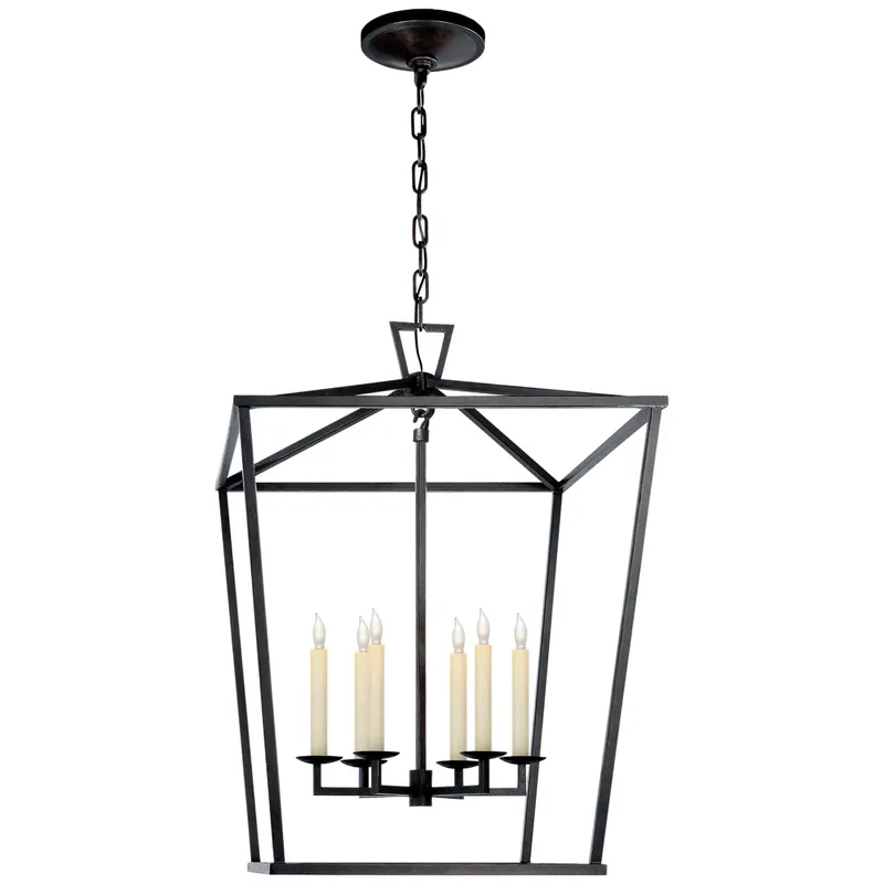 Chapman & Myers Darlana Large Lantern in Aged Iron Ceiling Light W24" x H34"
