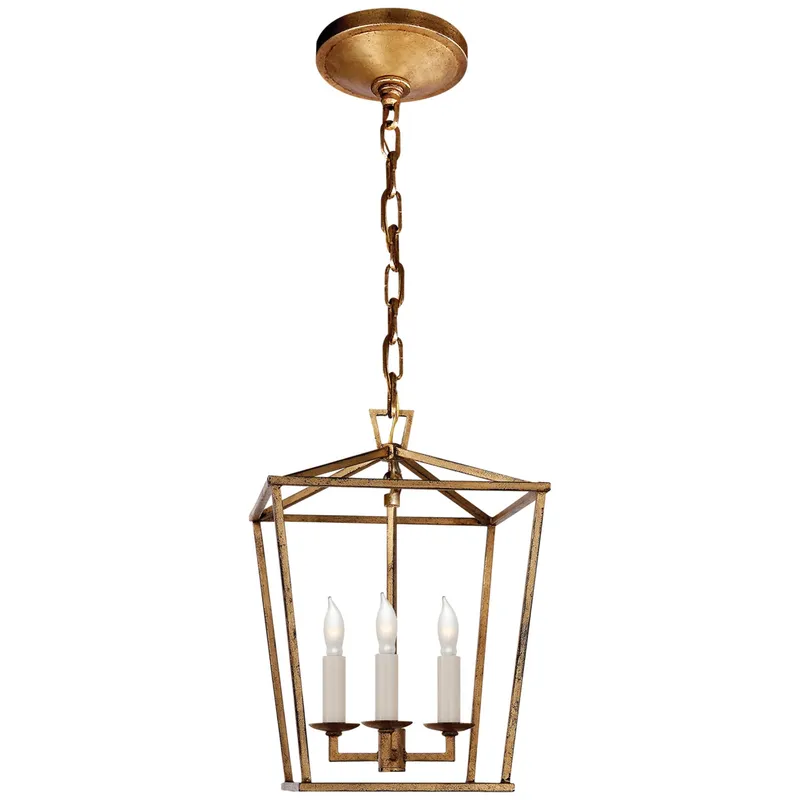 Chapman & Myers Darlana Mini Lantern in Gilded Iron Ceiling Light W9.75" x H14"