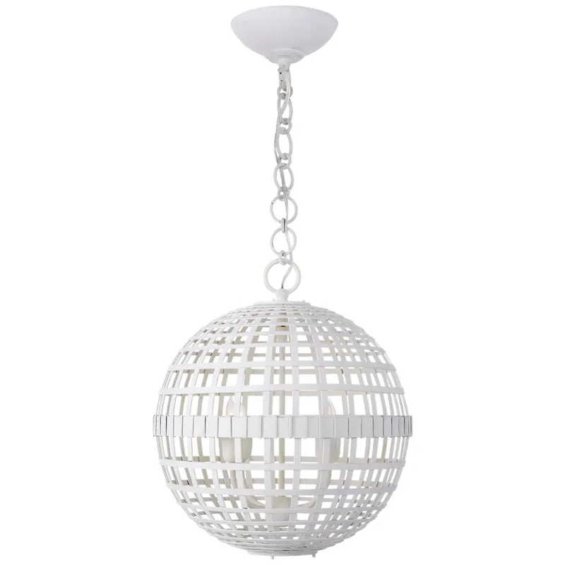 AERIN Mill Small Globe Lantern in Plaster White Ceiling Light W16" x H18.5"