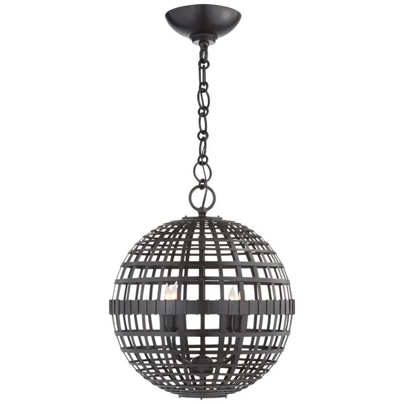 AERIN Mill Small Globe Lantern in Aged Iron Ceiling Light W16" x H18.5"