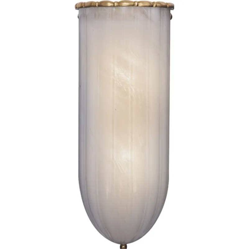 AERIN Rosehill Linear Wall Light in Hand-Rubbed Antique Brass with White Strie Glass W6" x H15"