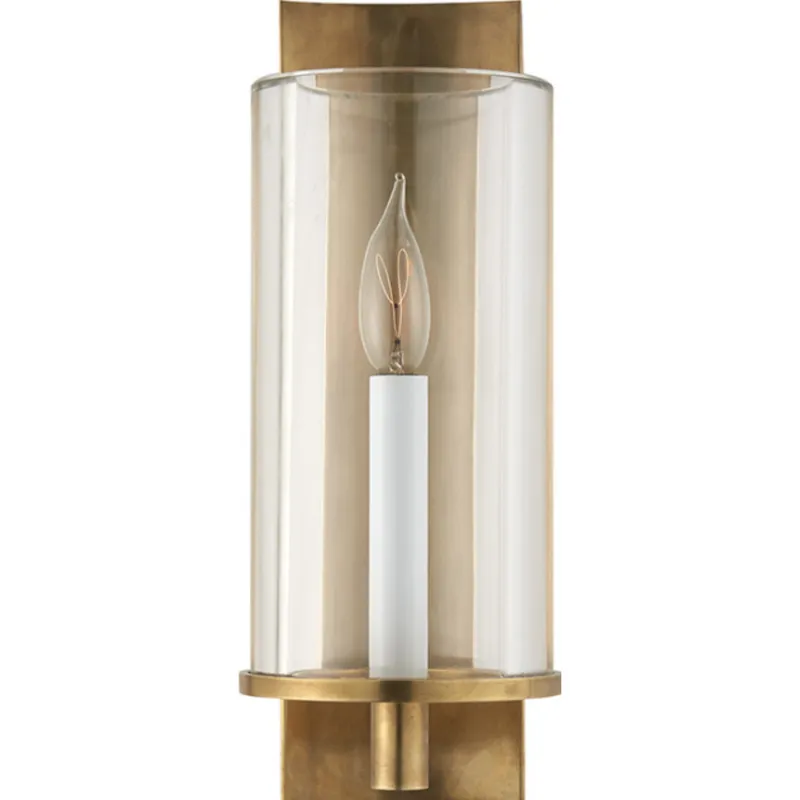 AERIN Truffaut Single Sconce Hand-Rubbed Antique Brass with Clear Glass Wall Light W5.25" x H14.5"