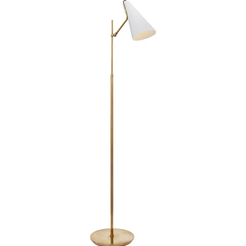AERIN Clemente Floor Lamp in Hand-Rubbed Antique Brass with White W10.5" x H47.25" - 59.25"