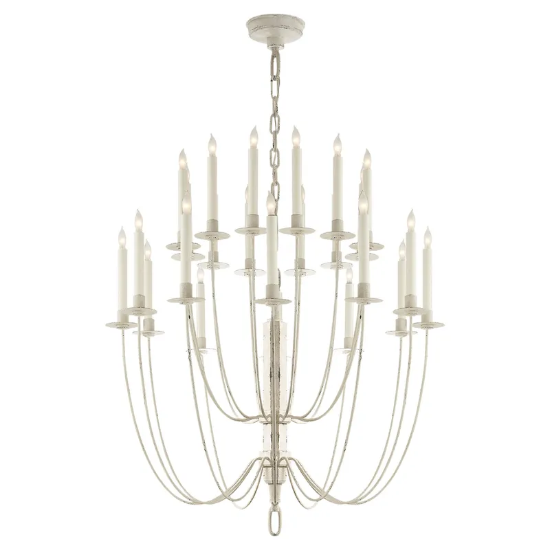 Thomas O'Brien Erika Two-Tier Chandelier in Belgian White Ceiling Light W28.75" x H31"