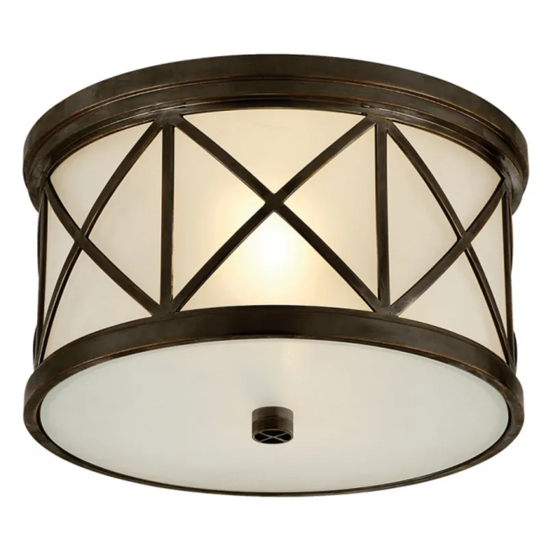 Suzanne Kasler Montpelier Small Flush Mount in Bronze with Frosted Glass Ceiling Light W11" x H6"