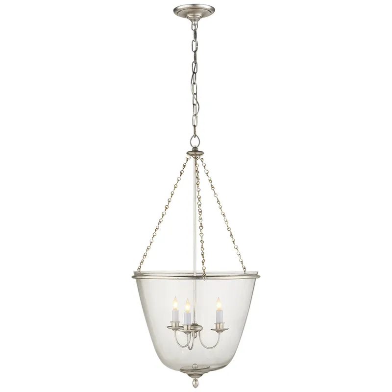 AERIN Pondview Medium Jar Lantern in Burnished Silver Leaf Ceiling Light W19.5" x H37.5"