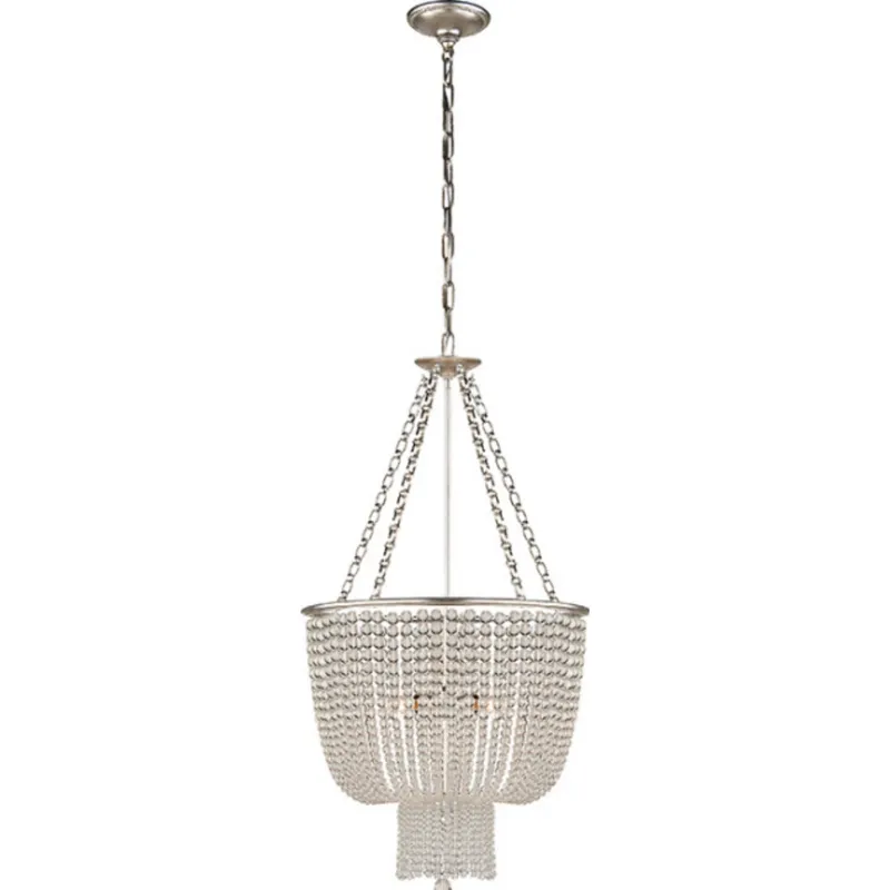AERIN Jacqueline Chandelier in Burnished Silver Leaf with Clear Glass Ceiling Light W19" x H35"