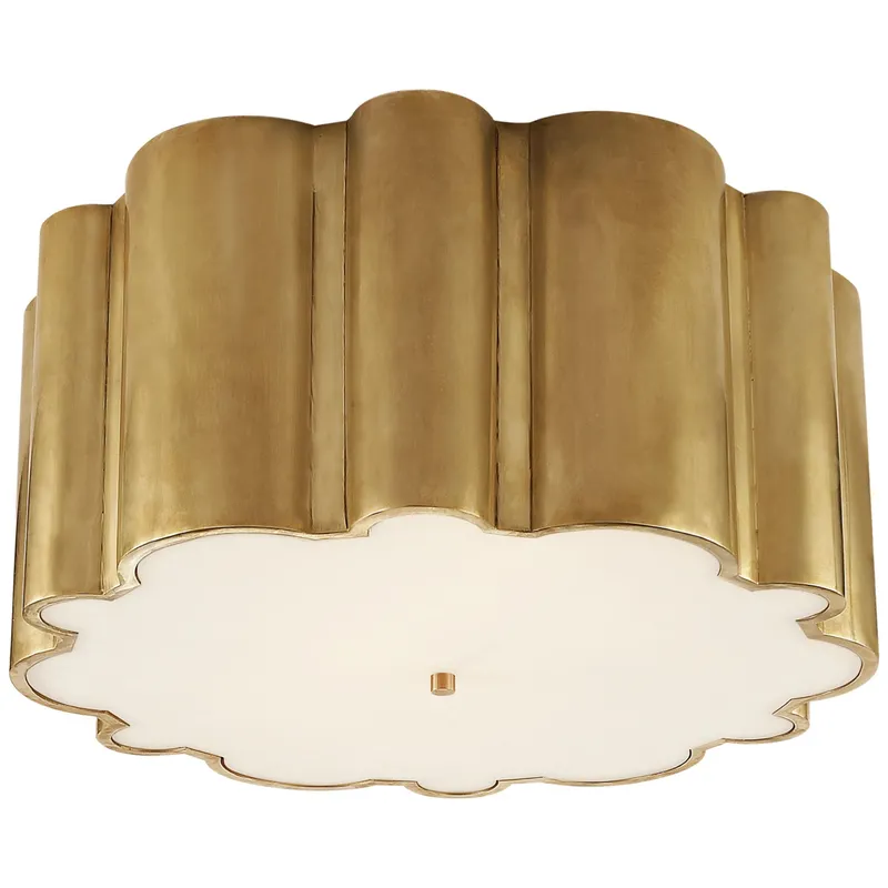 Alexa Hampton Markos Grande Flush Mount in Natural Brass with Frosted Acrylic Ceiling Light W26.25" x H12.5"