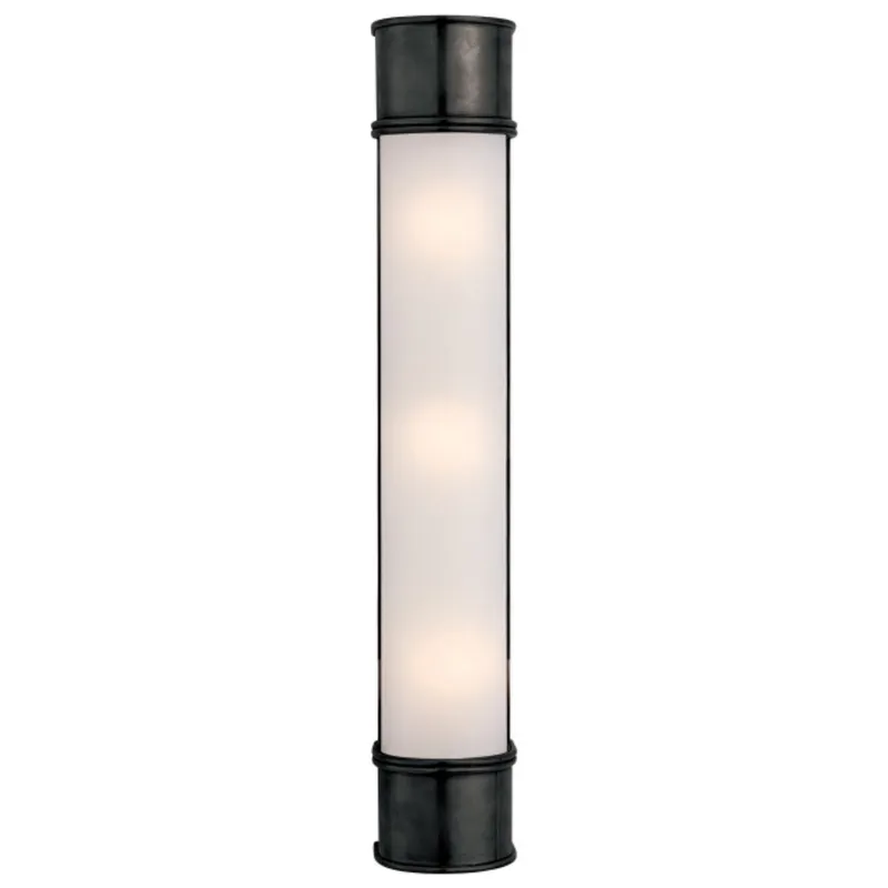 Chapman & Myers Oxford 24" Bath Sconce in Bronze with Frosted Glass Wall Light W4" x H24"