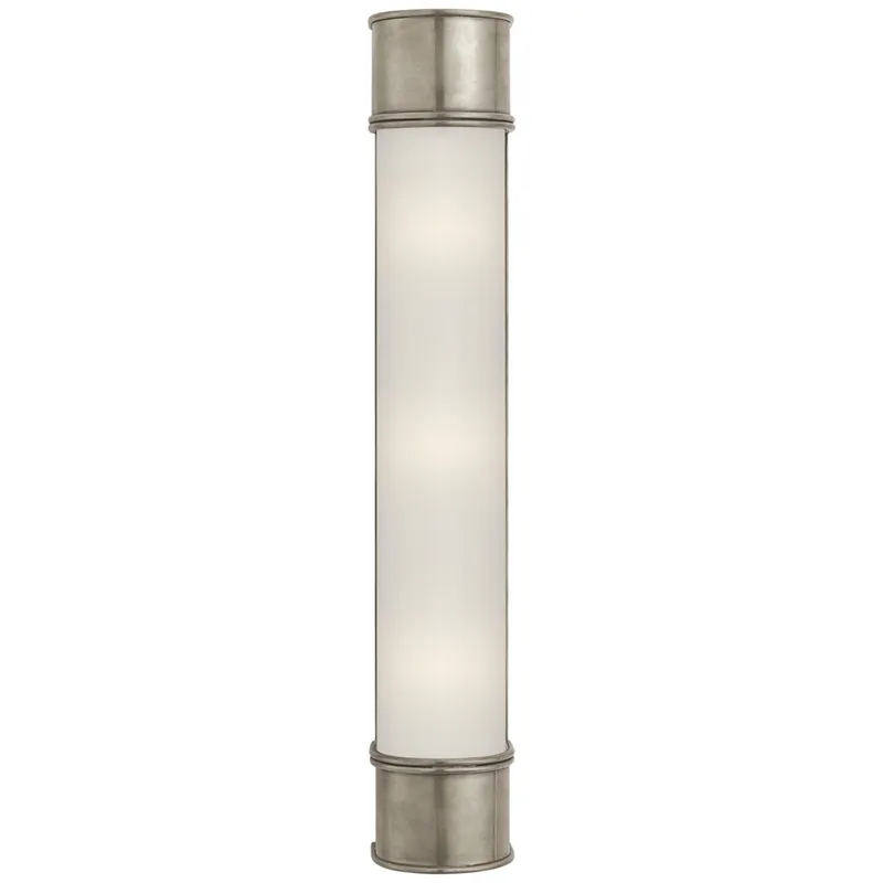 Chapman & Myers Oxford 24" Bath Sconce in Antique Nickel with Frosted Glass Wall Light W4" x H24"