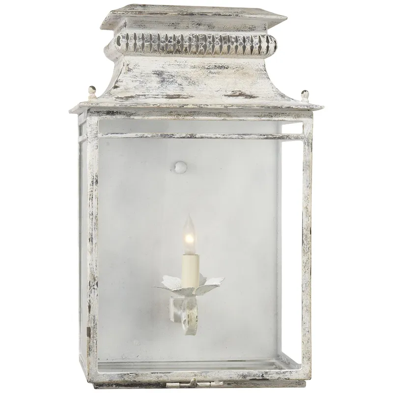 Suzanne Kasler Flea Market Lantern in Old White Wall Light W11.5" x H18"