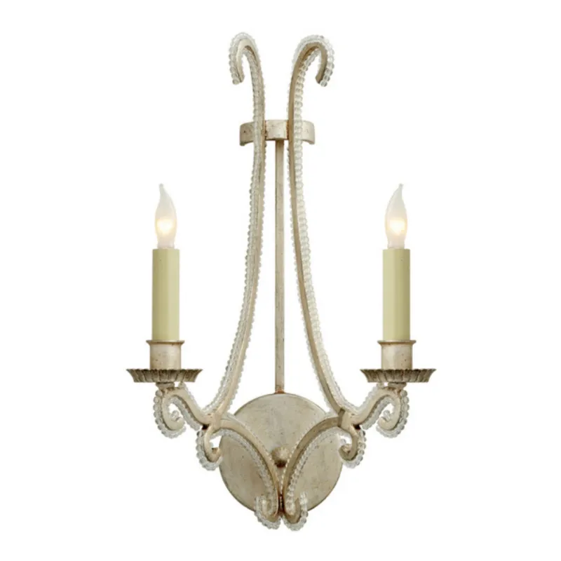 Chapman & Myers Oslo Sconce in Burnished Silver Leaf with Clear Glass Wall Light W9.75" x H16.75"