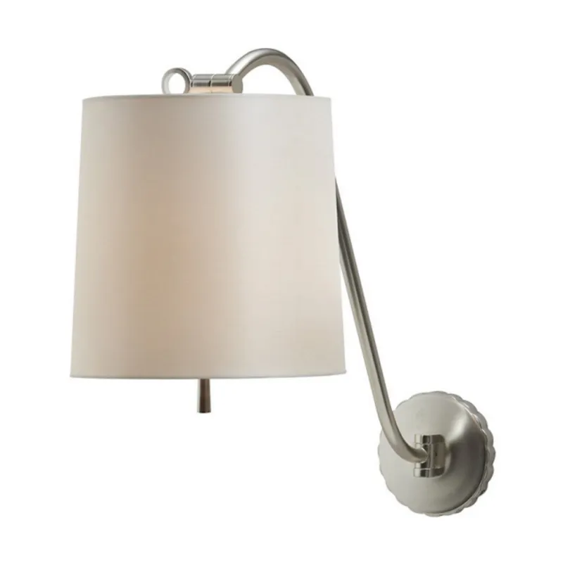 Barbara Barry Understudy Sconce in Soft Silver with Silk Shade Wall Light W10" x H18"