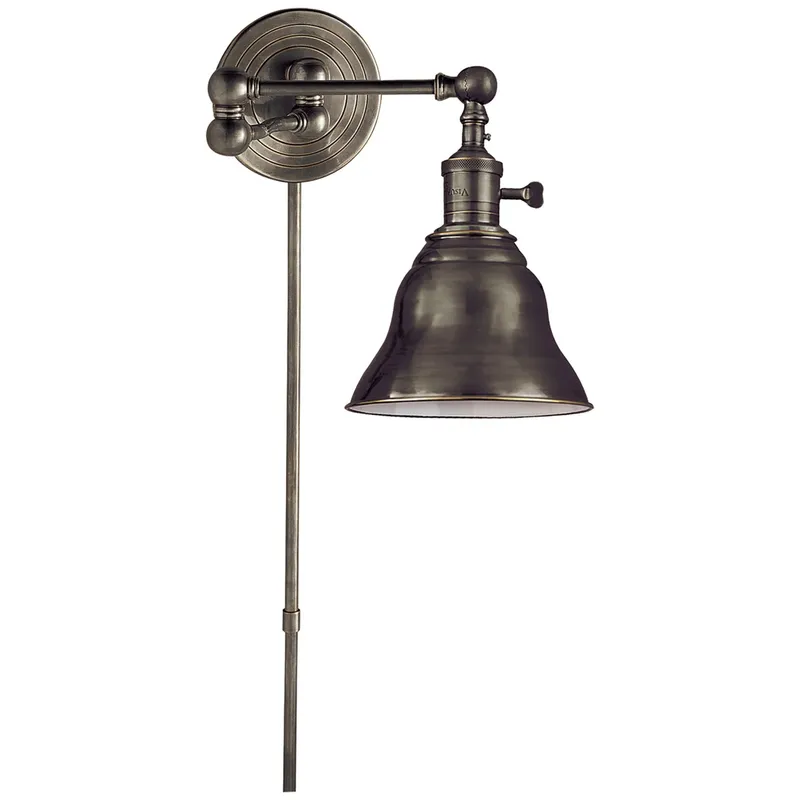 Chapman & Myers Boston Swing Arm in Bronze with SLE Shade Wall Light W16" x H13"