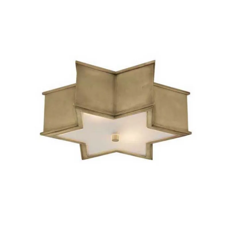 Alexa Hampton Sophia 17" Flush Mount in Natural Brass with Frosted Glass Ceiling Light W17" x H5"
